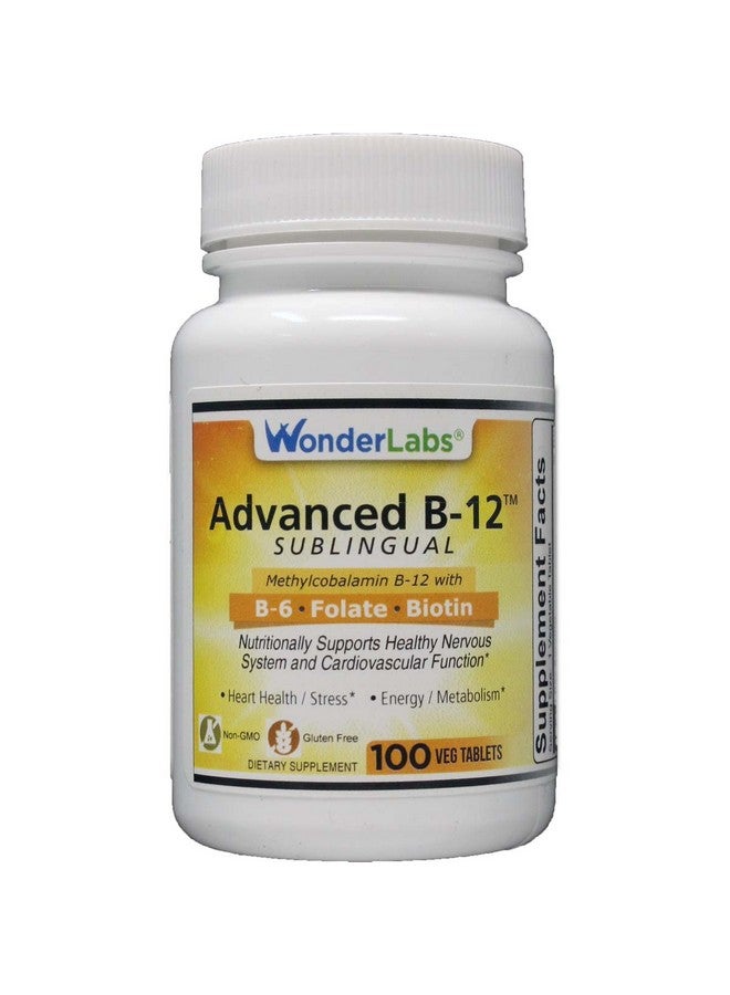 Wonder Laboratories Sublingual Vitamin B12 (1000 mcg), B6 (5mg), Folic Acid(400 mcg) & Biotin (25mcg) - Formulated with Methylcobalamin Vitamin B-12 (100 Tablets) - Image 1