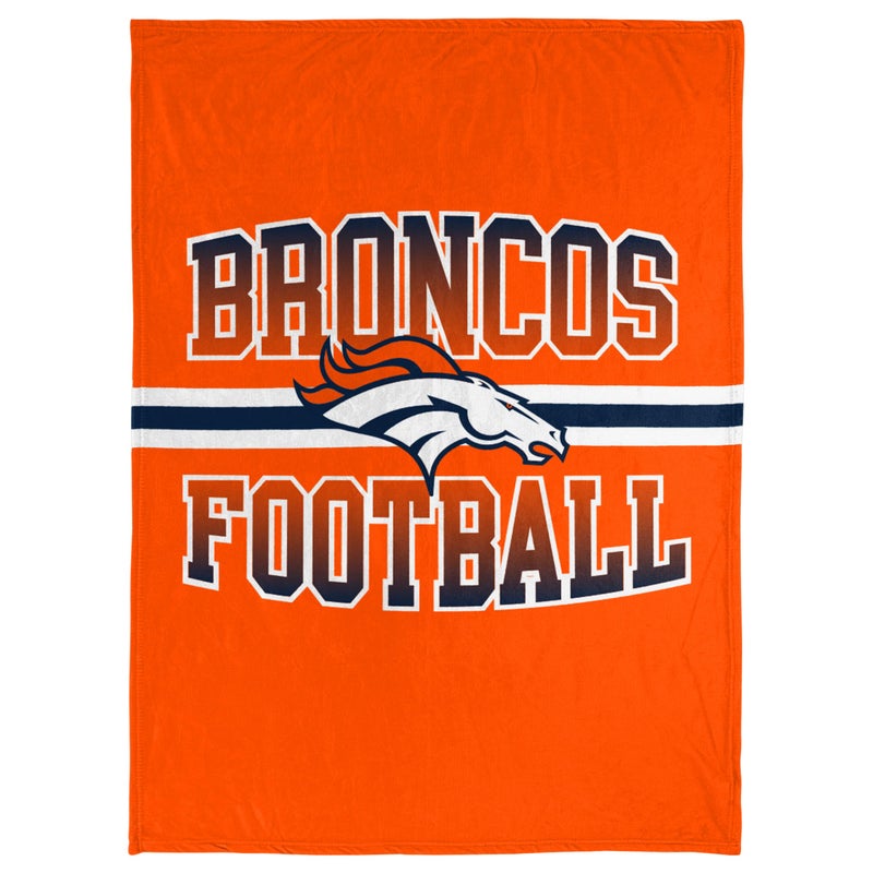 FOCO FOCO NFL Micro Raschel Plush Throw Blanket Stripe Logo 45 x 60 Denver Broncos 