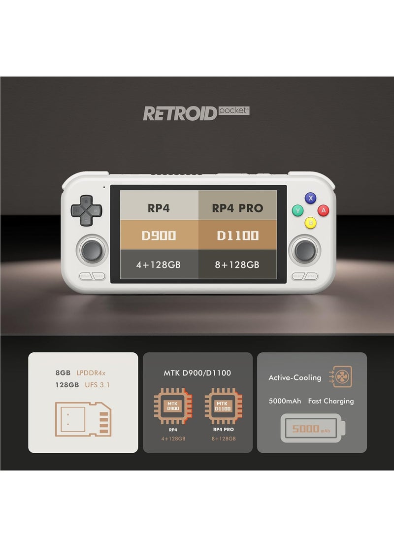 Retroid Pocket - Retroid Pocket 4 Retro Game Handheld Console, Android Retro Game Console Multiple Emulators Console Handheld 4.7 Inch Display 5000mAh Battery Classic Games Console (Grey) - Image 1