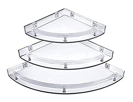 implemental ABS Corner Shelf Super Clear Corner Shelves for Home Decor for Bathroom and Corner Wall 12 x 12