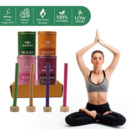 Anant Aromatic Mogra, Lavender, Sandal, Rose Incense Dhoop Sticks Combo with Holder - Pack of 4 (35 Sticks Each) - Image 3