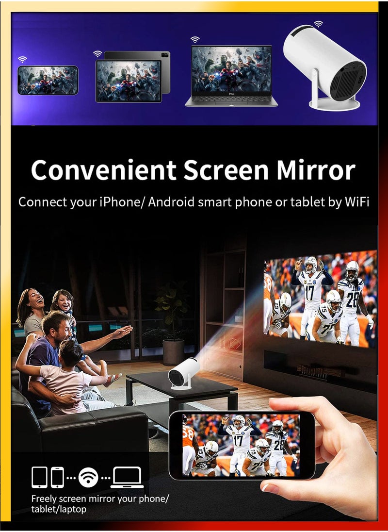 JAJEEK 120ANSI Lumens HD Smart Projector – Android 11, Portable Mini Cinema with 130 Inches Screen Display, 4K Support, 180° Rotating Screen, Home Movie Theater, Gaming, Video Presentations, Mobile Phone Projection  - Image 2