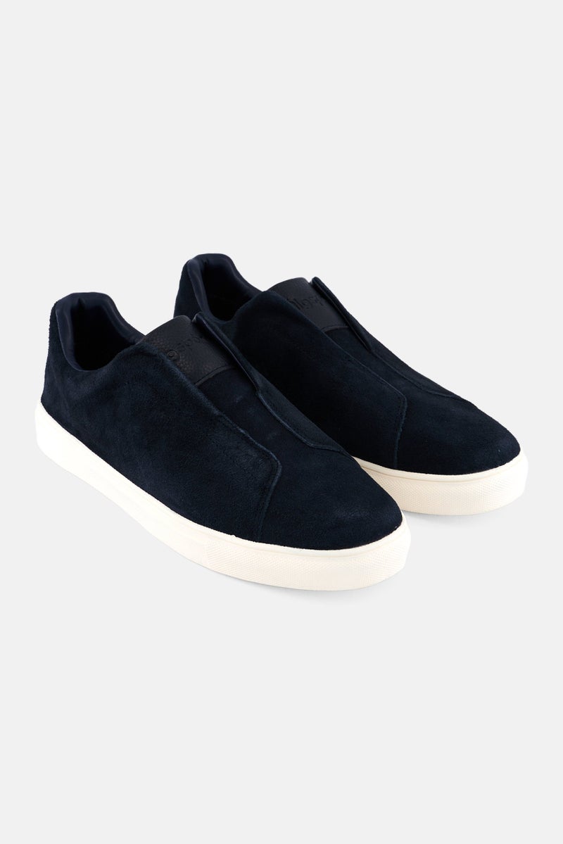 Algspar Men Suede Slip On Casual Shoes, Navy Blue - Image 1