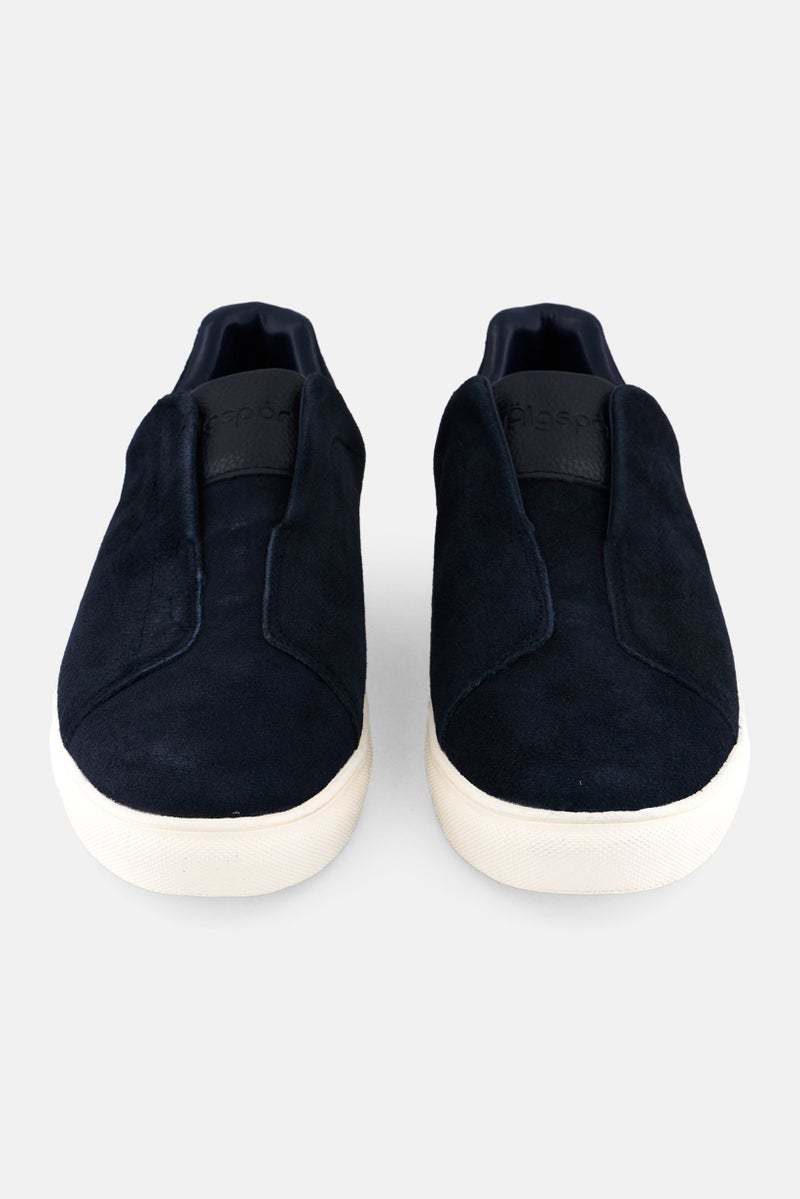 Algspar Men Suede Slip On Casual Shoes, Navy Blue - Image 4