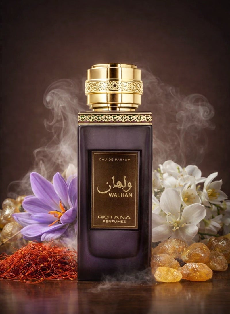 عطور روتانا ولهان أو دو بارفيوم 100 مل – عطر عربي يونيسكس طويل الثبات بنفحات الزعفران والهيل والفانيليا والعنبر - Image 1