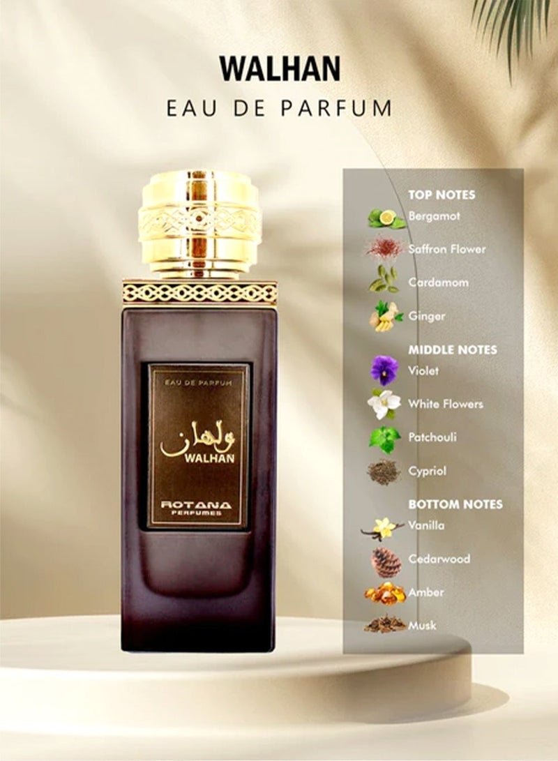 عطور روتانا ولهان أو دو بارفيوم 100 مل – عطر عربي يونيسكس طويل الثبات بنفحات الزعفران والهيل والفانيليا والعنبر - Image 4