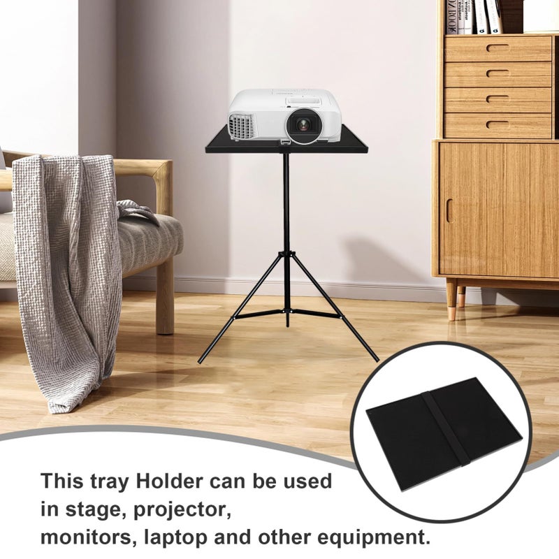 Black Projector Tray Stand Mounting Platform for Laptop Tablet Compatible with Tripods - Image 3