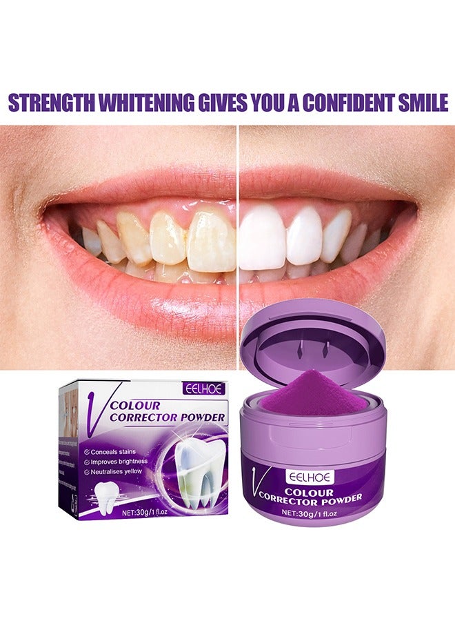 EELHOE Purple Corrector Powder For Teeth Whitening, Teeth Whitening Kit, Teeth Color Corrector Toothpaste, Tooth Stain Removal, Color Corrector Purple Tooth Powder, Teeth Whitener - Image 3