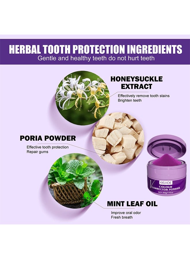 EELHOE Purple Corrector Powder For Teeth Whitening, Teeth Whitening Kit, Teeth Color Corrector Toothpaste, Tooth Stain Removal, Color Corrector Purple Tooth Powder, Teeth Whitener - Image 2
