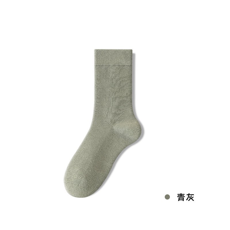 Mens Mid-calf Socks Pure Cotton Unisex Anti-odor Antibacterial Business Socks Wholesale Non-slip High Quality Elastic Ice Silk Green Gray  - Image 1