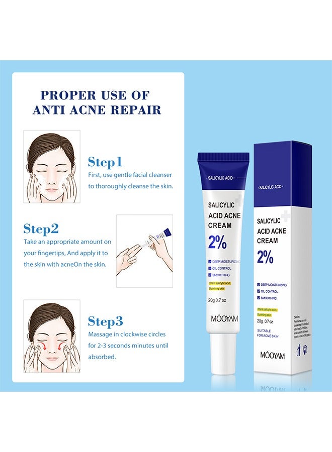 MOOYAM Salicylic Acne Cream- Lighten Acne Marks Remove Acne Shrink Pores Plant Essence - Fast Acne Removal in 12 Hours to See Results 20g  - Image 5