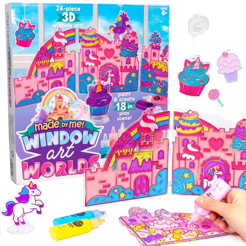 Made By Me Paint & Create Window Art Worlds Unicorn Kit â€“ DIY Suncatcher Kit for Kids Ages 6+ â€“ Create Your Own Suncatchers & Window Clings - Image 1