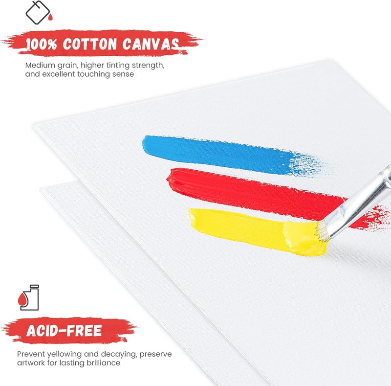 Simetufy 64 Pack 5x7 inch Flat Canvas Boards for Kids Painting, Small Canvas Panels Blank- Gesso Primed Acid-Free 100% Cotton for Acrylics Oil Watercolor Tempera Paints - Image 3
