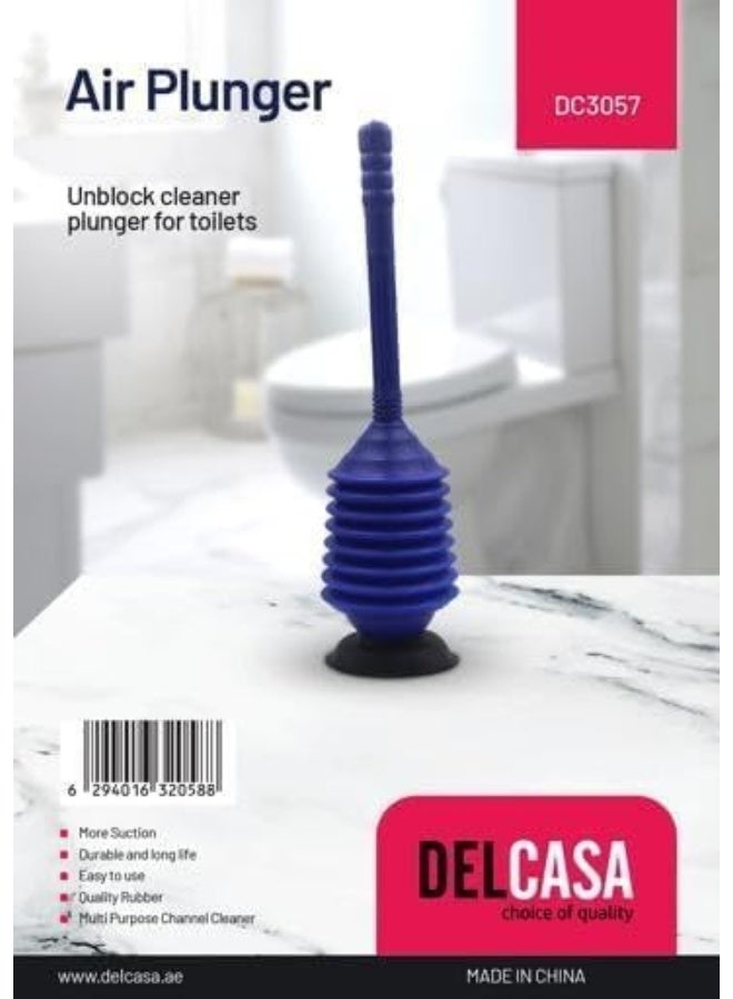 DELCASA Delcasa DC3057 Air Plunger with Rubber Force Cup, Blue  - Image 4