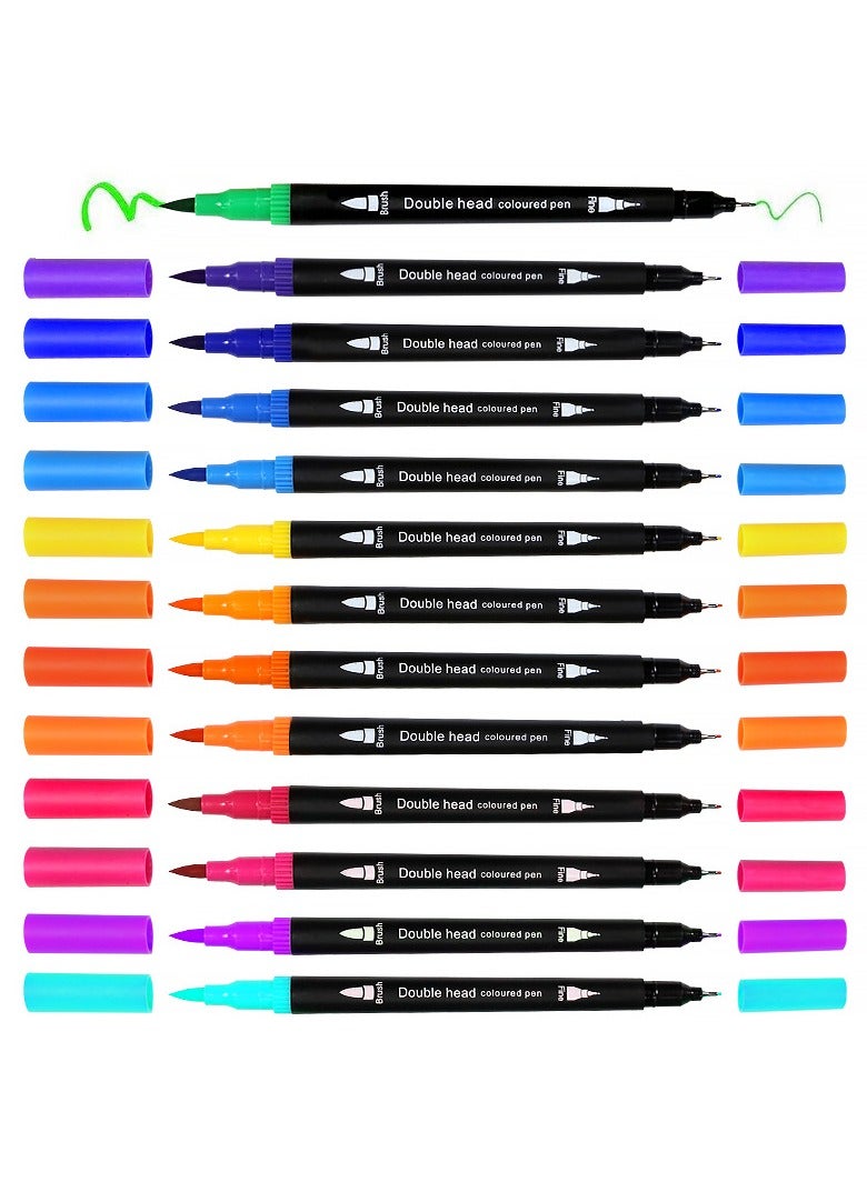 36 Colors Dual Tip Brush Pens, Watercolor Markers Set, Non-bleeding Ink Fineliner and Brush Ended Washable Pens for Kid, Adult and Artist to DIY Art Calligraphy - Image 2