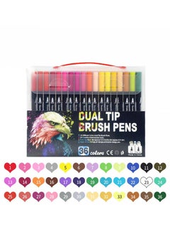 Generic 36 Colors Dual Tip Brush Pens, Watercolor Markers Set, Non-bleeding Ink Fineliner and Brush Ended Washable Pens for Kid, Adult and Artist to DIY Art Calligraphy  - Image 1