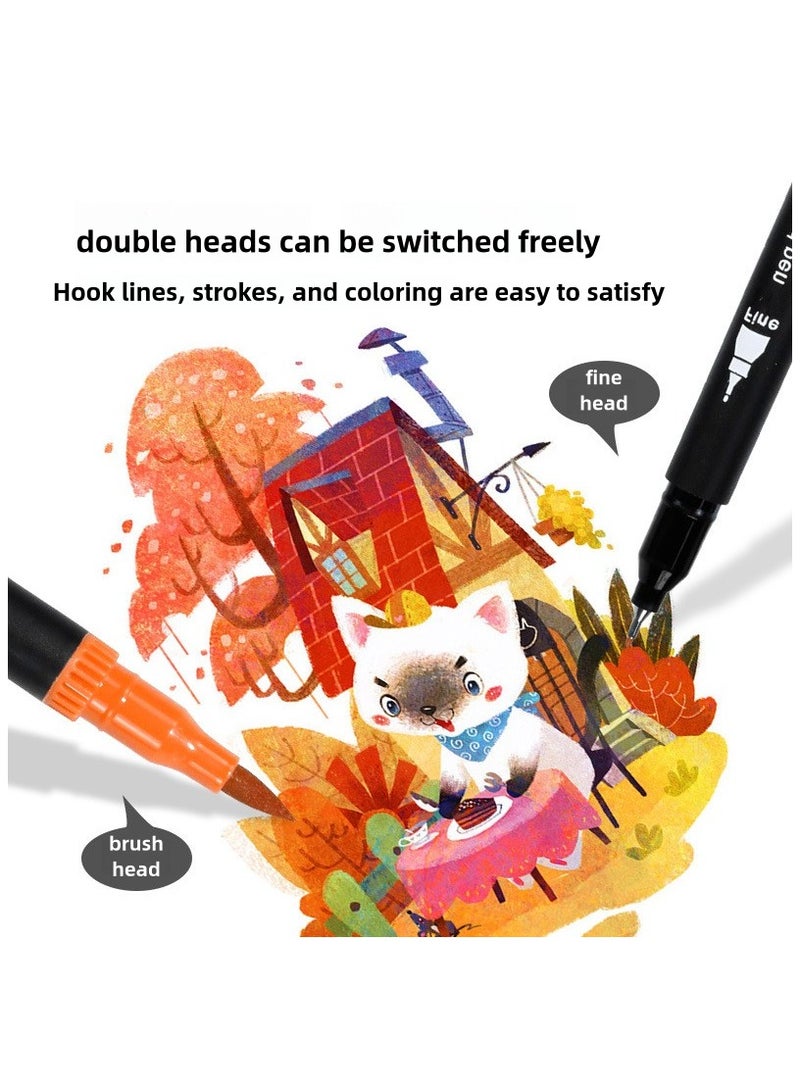 36 Colors Dual Tip Brush Pens, Watercolor Markers Set, Non-bleeding Ink Fineliner and Brush Ended Washable Pens for Kid, Adult and Artist to DIY Art Calligraphy - Image 4