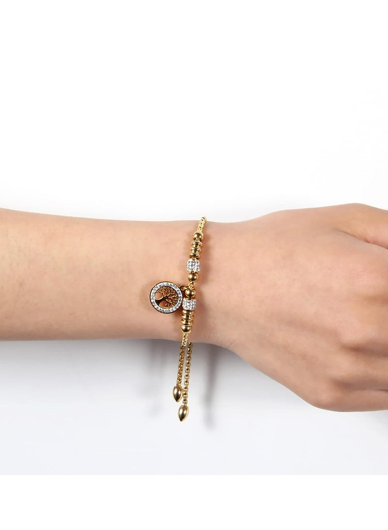 أوزيغالور سوار سحر شجرة الحياة الذهبي القابل للتعديل للنساء من الفولاذ المقاوم للصدأ - Image 2