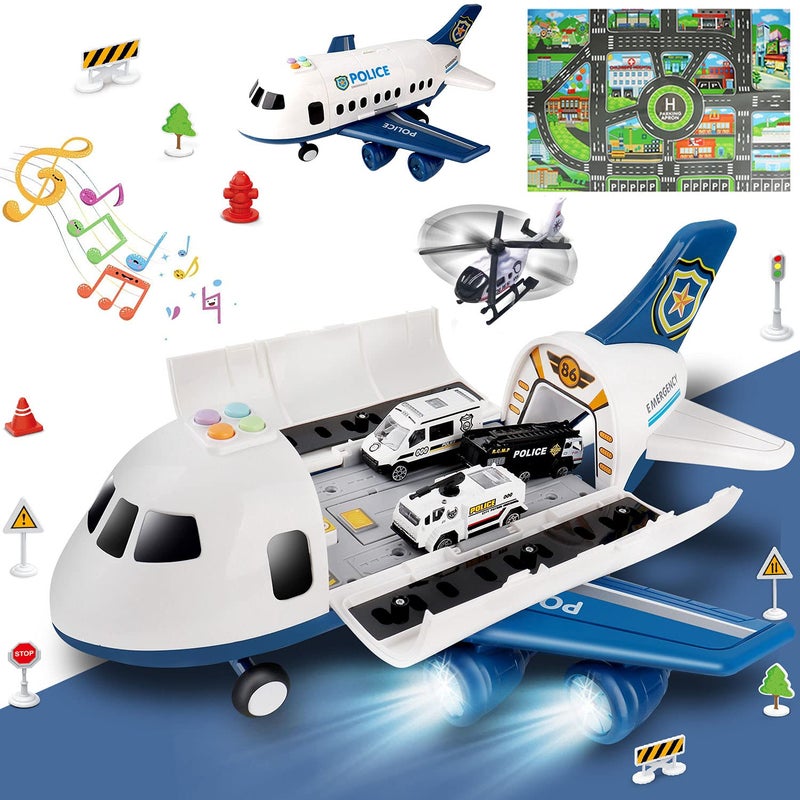 Dwi Dowellin Toddler Toys Car for BoysBoy Toy Transport Cargo AirplaneKid Toys 20 in 1 Carrier Vehicle Police Toys for Kids Age 24 35 47 Year Old Boys Girls - Image 2