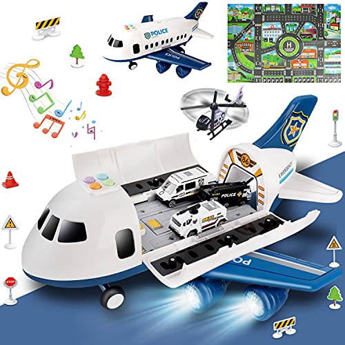 Dwi Dowellin Toddler Toys Car for BoysBoy Toy Transport Cargo AirplaneKid Toys 20 in 1 Carrier Vehicle Police Toys for Kids Age 24 35 47 Year Old Boys Girls - Image 1
