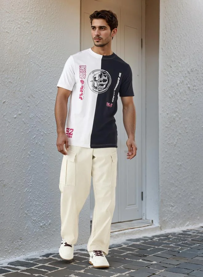 سبلاش فيڤ تيشيرت بطبعة هالك بياقة دائرية