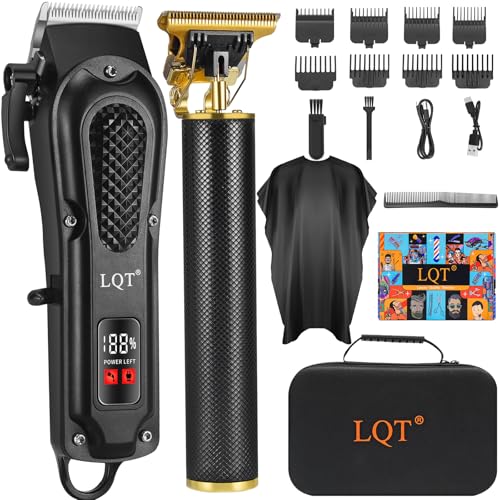 LQT® Men's Professional Hair Clippers Kit，Cordless & Corded Barber Clippers Set，Grooming Rechargeable Beard Trimmer with Adjustable Blade Black - Image 1