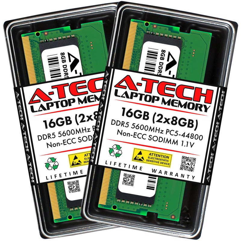 A-TECH ATech 16GB Kit 2x8GB DDR5 5600MHz PC544800 CL46 SODIMM 11V NonECC Unbuffered SODIMM 262Pin Laptop Computer RAM Memory Upgrade Modules - Image 2