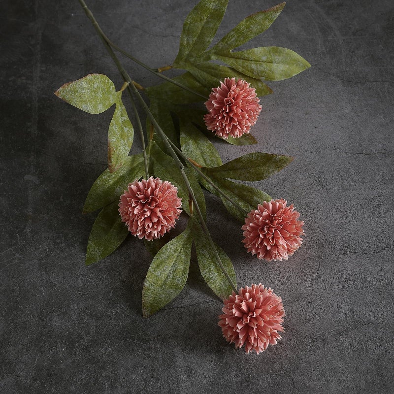 VIERENA 12 Pcs Faux Silk Pompon Mum Artificial Flowers for Vase -27", Bulk Fake Chrysanth Branches with Stems for DIY Bouquet Centerpieces Wedding Fillers Arrangements Shower Decorations (Dusty Pink) - Image 3
