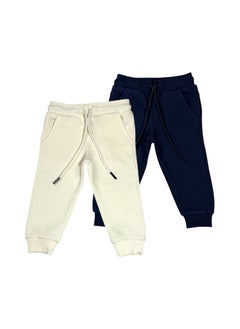 Baby Co. Off-white & Navy Blue kids sweatpants (2 pack) 