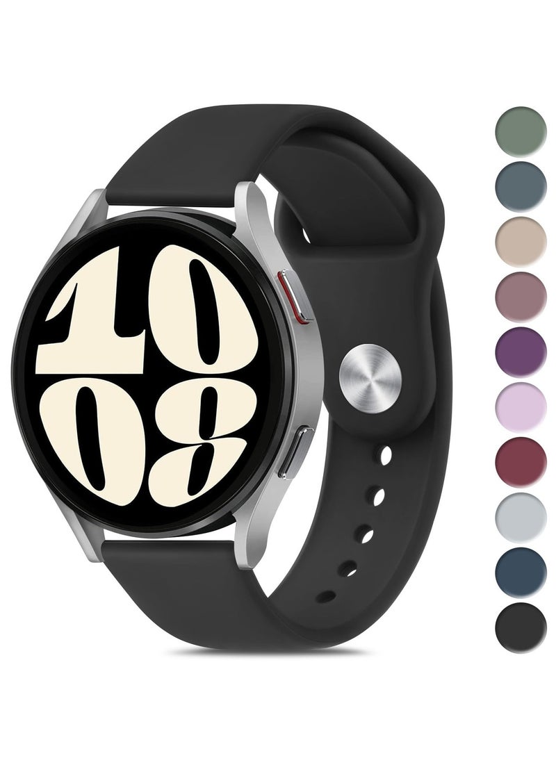 Silicone Replacment Band Compatible with Samsung Galaxy Watch 7,FE,6 / 6 Classic,5 / 5 Pro,4 / 4 Classic, Quick Release Silicone Straps for Women Men,Black - Image 1