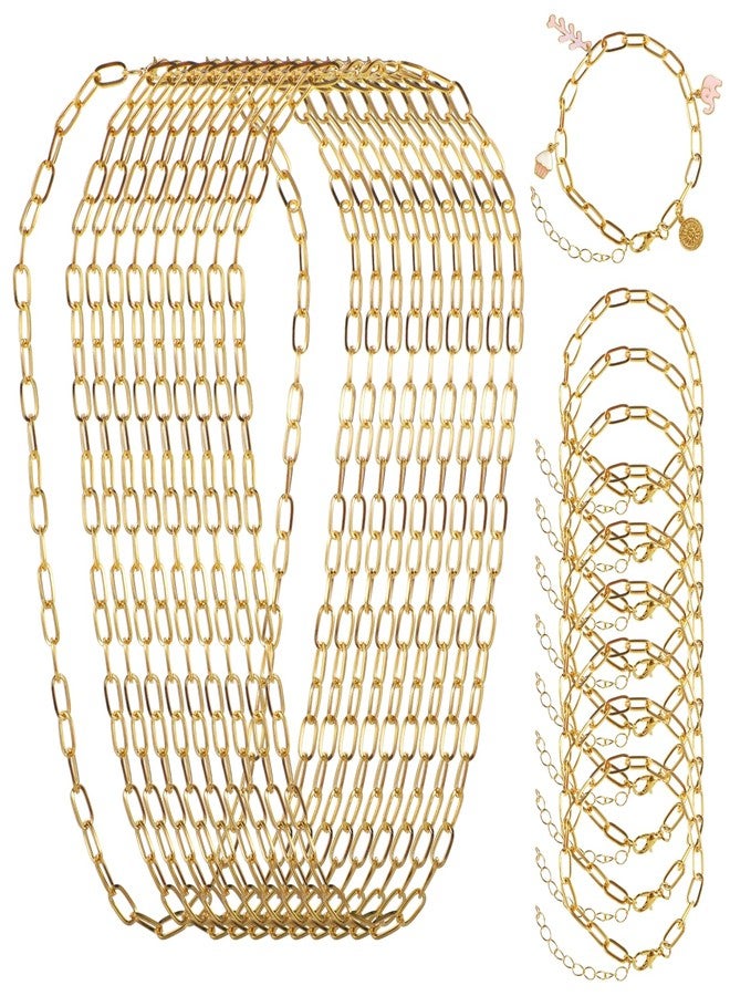 Anjetan 20 PCS Bracelet Necklace Chains, Simple & Elegant Charm Chain Bracelets and Necklaces, Golden-Plated, Lobster Clasp, Includes 10 Necklaces & 10 Bracelets for Daily Wear, DIY Presents - Image 1