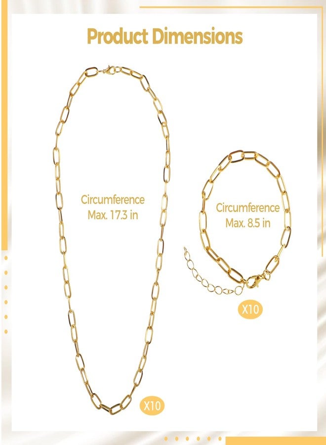 Anjetan 20 PCS Bracelet Necklace Chains, Simple & Elegant Charm Chain Bracelets and Necklaces, Golden-Plated, Lobster Clasp, Includes 10 Necklaces & 10 Bracelets for Daily Wear, DIY Presents - Image 4