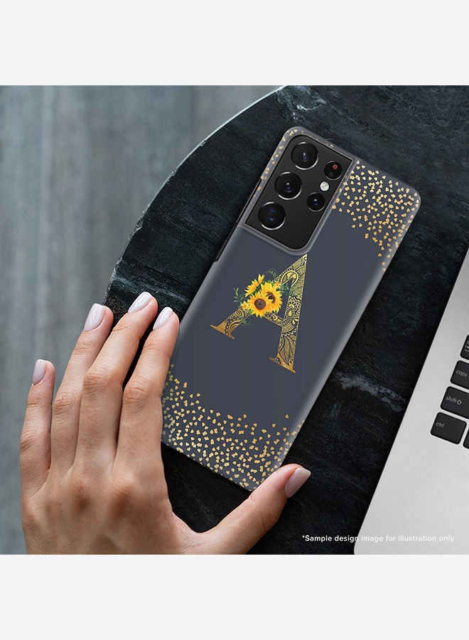 Stylizedd Monogram Slim Cover for Samsung Galaxy S21 Ultra 5G Case Custom Initials Letter Floral Pattern Snap Series Mobile Cover Matte Alphabet  - J (Grey) - Image 2