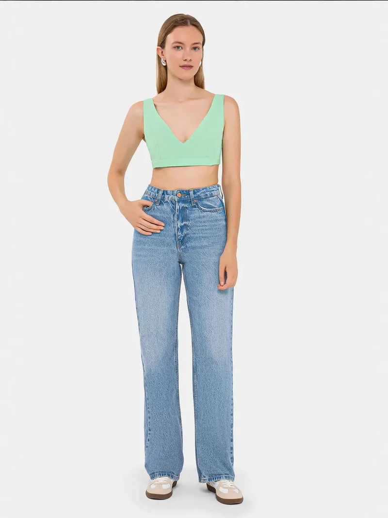 HICCUP V-Neck Sleeveless Woven Crop Top