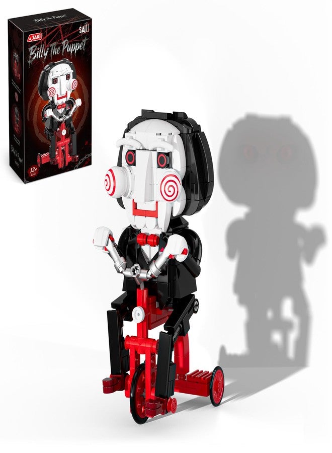 JAKI Saw Billy the Puppet Building Blocks Set, Official Licensed Horror Classic Collectible Figure, Fully Movable Bike, Model for Desktop Display, Gift for Horror Fans Ages 12+ - Image 1