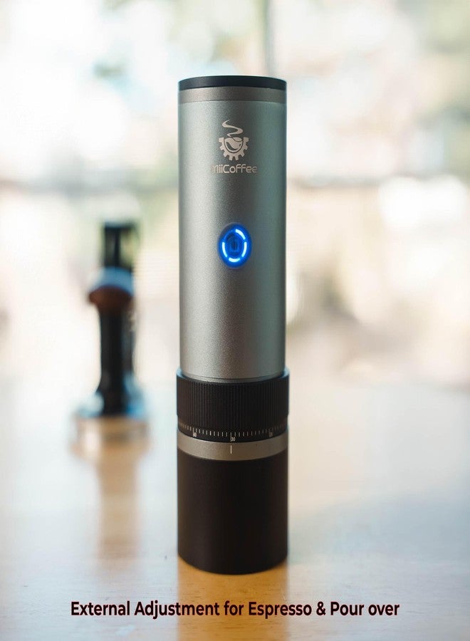 MiiCoffee PT2 Portable Electric Burr Coffee Grinder, USB-C Rechargeable Stainless Conical Burr Grinder, Aluminum Body with Cleaning Brush Included - Image 2