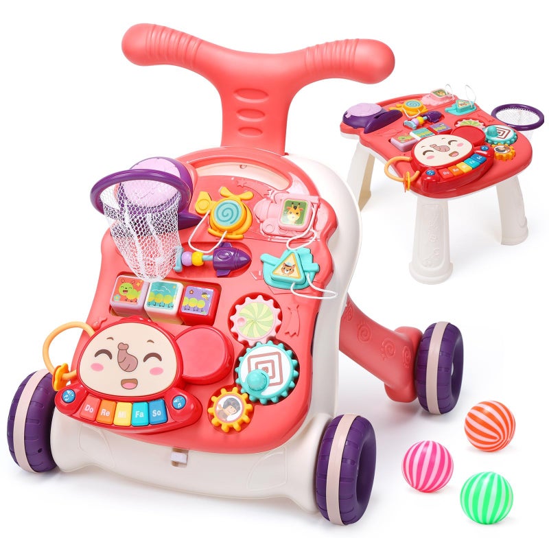 CUTE STONE Baby Walker for Boys Girls 2 in 1 SittoStand Learning Walker and Activity Center Baby Walking Toy Early Learning Push Toy Gift for Infant - Image 1