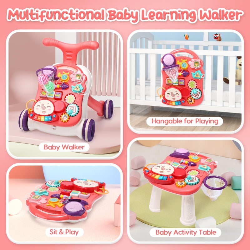CUTE STONE Baby Walker for Boys Girls 2 in 1 SittoStand Learning Walker and Activity Center Baby Walking Toy Early Learning Push Toy Gift for Infant - Image 3