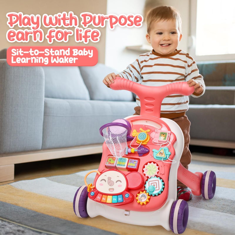 CUTE STONE Baby Walker for Boys Girls 2 in 1 SittoStand Learning Walker and Activity Center Baby Walking Toy Early Learning Push Toy Gift for Infant - Image 2