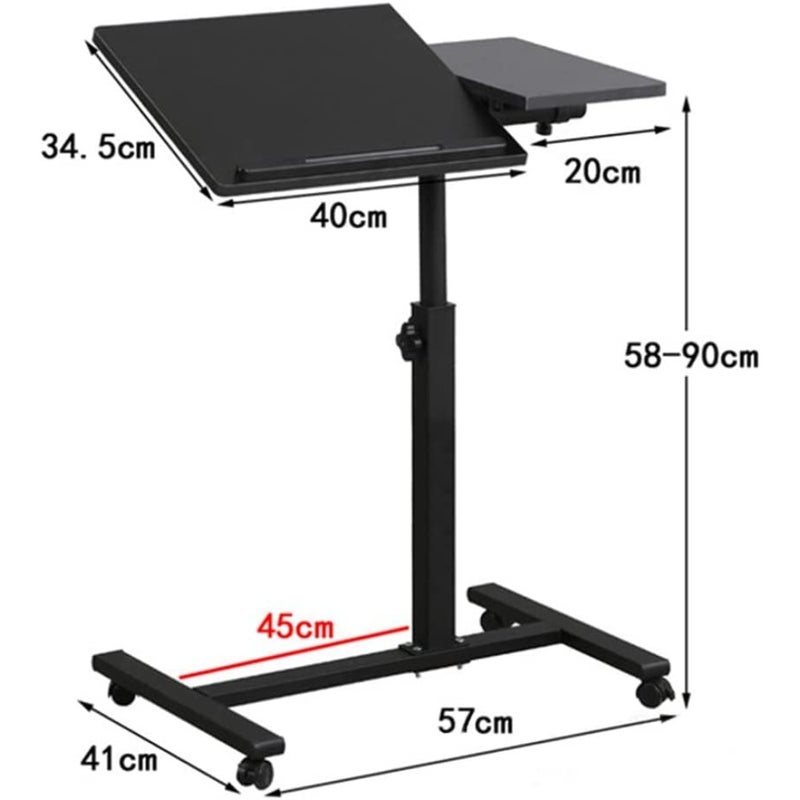 Table Lap Desk for Laptop Rolling Cart Tilting Overbed Bedside Table Overbed Desk Overbed Table with Wheels Adjustable Laptop Stand Sofa Side Table - Image 2