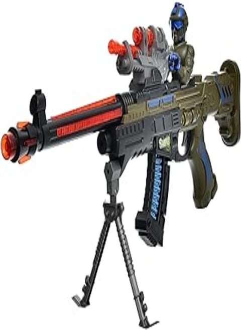 Generic Plastic Large Gun Amazing With Cool Lighting And Kinetic Sound Effect To Add More Fun For Boys - Multi Color