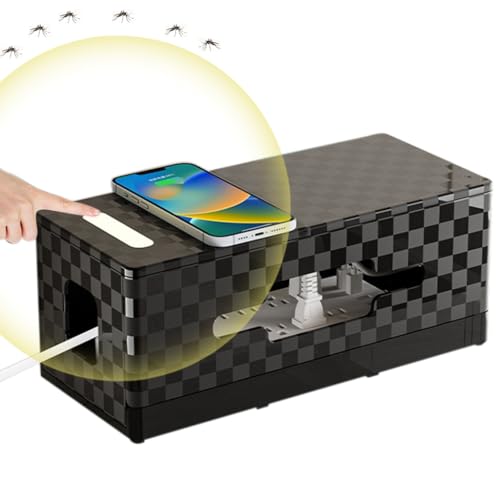 HASTHIP® Electric Cable Organizer Box, Cable Managemen Box with Wireless Charging Pad, Mosquito Repellent Lamp, Desk Solution for Neat and Decluttered Spaces, (32x14.5x13.5cm) - Image 1