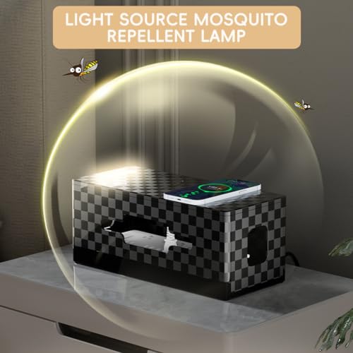 HASTHIP® Electric Cable Organizer Box, Cable Managemen Box with Wireless Charging Pad, Mosquito Repellent Lamp, Desk Solution for Neat and Decluttered Spaces, (32x14.5x13.5cm) - Image 5