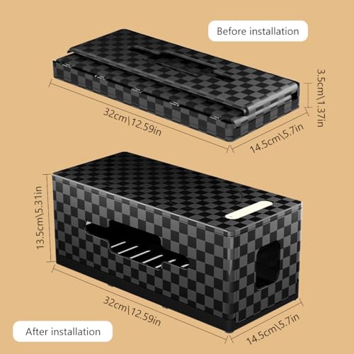 HASTHIP® Electric Cable Organizer Box, Cable Managemen Box with Wireless Charging Pad, Mosquito Repellent Lamp, Desk Solution for Neat and Decluttered Spaces, (32x14.5x13.5cm) - Image 2