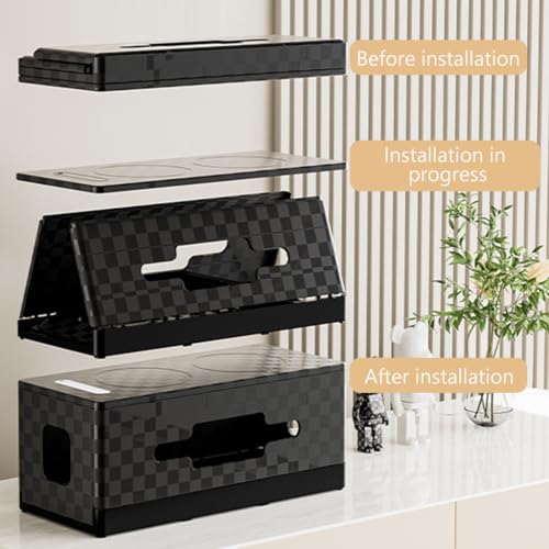 HASTHIP® Electric Cable Organizer Box, Cable Managemen Box with Wireless Charging Pad, Mosquito Repellent Lamp, Desk Solution for Neat and Decluttered Spaces, (32x14.5x13.5cm) - Image 4