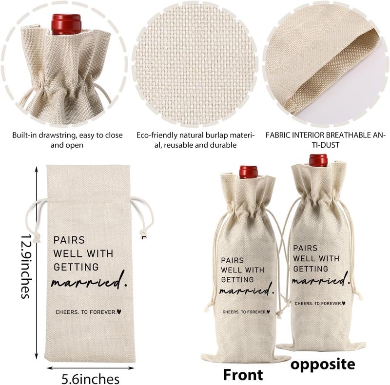 FBCCZEY 2PCS Married Wine Bag Married Gifts for Couples Mr Mrs Marriage Honeymoon Gift Wedding Party Decorations Getting Engaged Wine Bottle Bag Champagne Bottle Wraps Bags - Image 2
