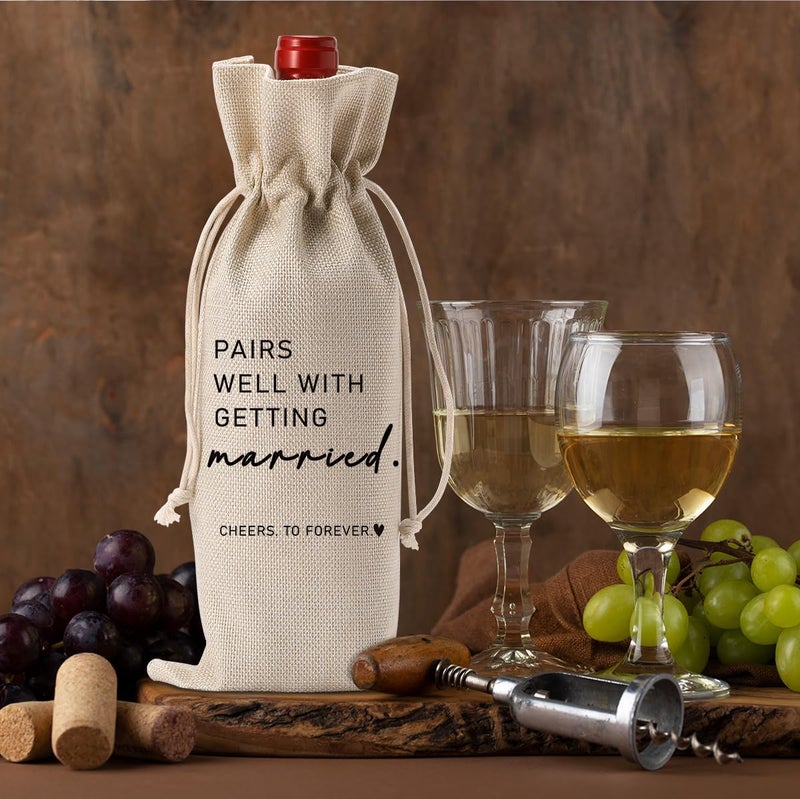 FBCCZEY 2PCS Married Wine Bag Married Gifts for Couples Mr Mrs Marriage Honeymoon Gift Wedding Party Decorations Getting Engaged Wine Bottle Bag Champagne Bottle Wraps Bags - Image 5
