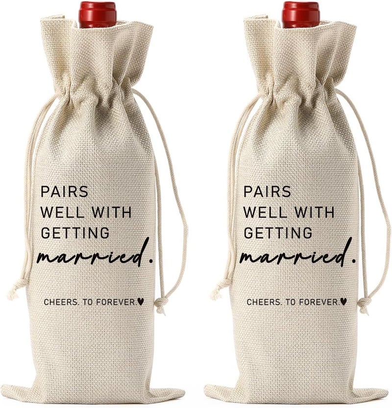 FBCCZEY 2PCS Married Wine Bag Married Gifts for Couples Mr Mrs Marriage Honeymoon Gift Wedding Party Decorations Getting Engaged Wine Bottle Bag Champagne Bottle Wraps Bags - Image 1
