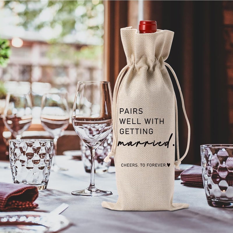 FBCCZEY 2PCS Married Wine Bag Married Gifts for Couples Mr Mrs Marriage Honeymoon Gift Wedding Party Decorations Getting Engaged Wine Bottle Bag Champagne Bottle Wraps Bags - Image 4