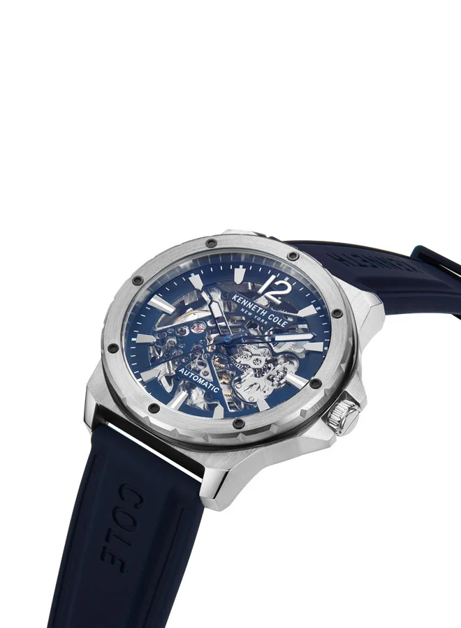 Kenneth Cole New York 45mm Automatic Men's Watch with Blue Silicone Strap